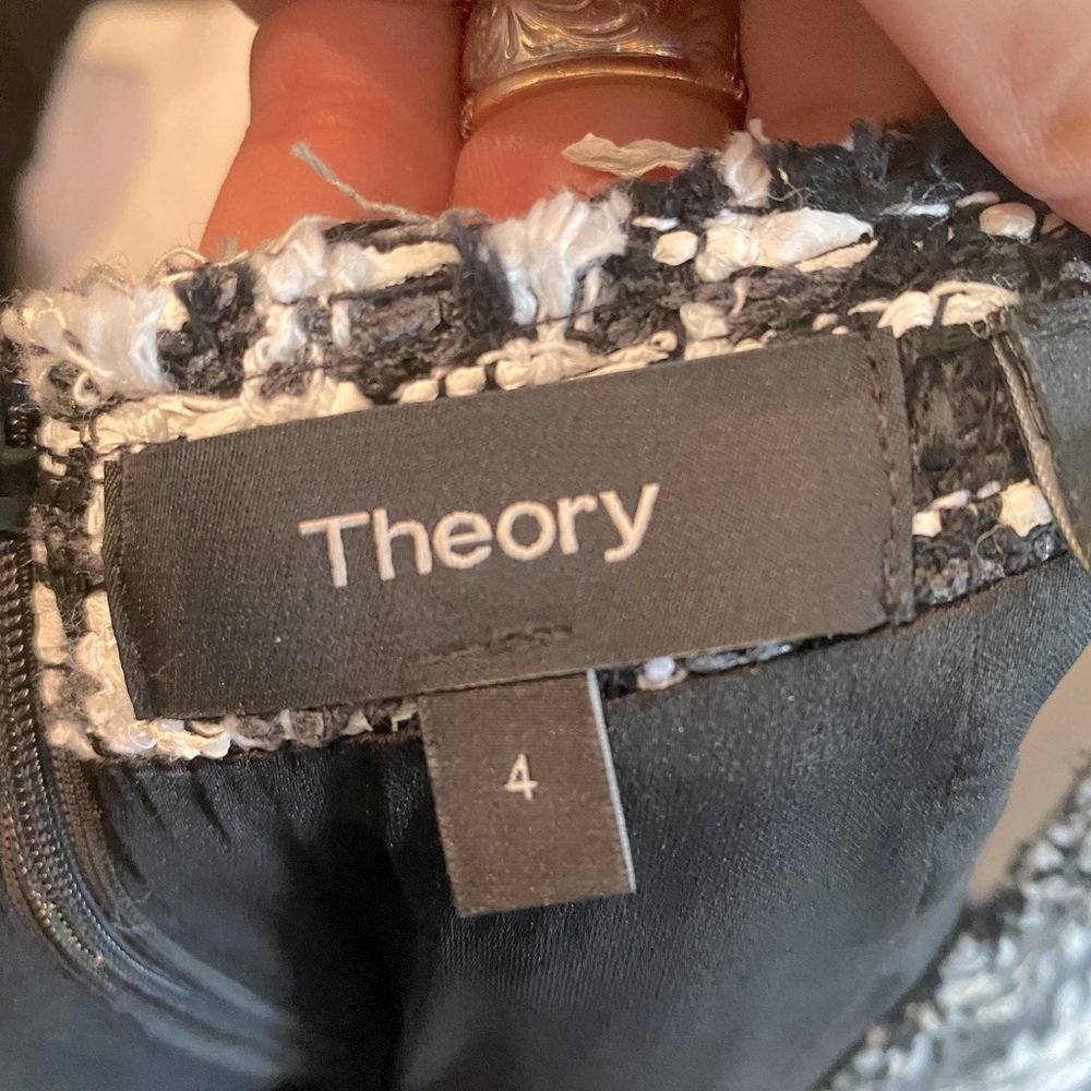 Theory tweed u neck mini dress